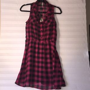 Fuchsia and black check dress